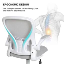VOGREX Grey Mesh Ergonomic Office Chair Swivel Rocking Desk Armchair - thumbnail 4