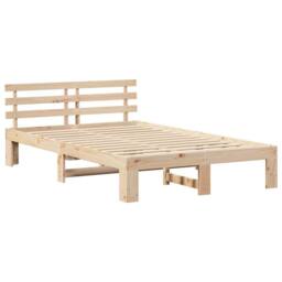 Berkfield Home Pine Wood Bed Frame Natural Wood Solid Wood 140 x 190 cm Durable in Cream