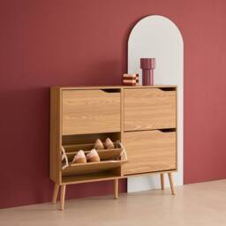 sweeek Wood effect shoe cabinet 4 drawers in Beige - thumbnail 5