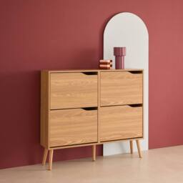 sweeek Wood effect shoe cabinet 4 drawers in Beige - thumbnail 4