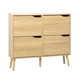 sweeek Wood effect shoe cabinet 4 drawers in Beige - thumbnail 2