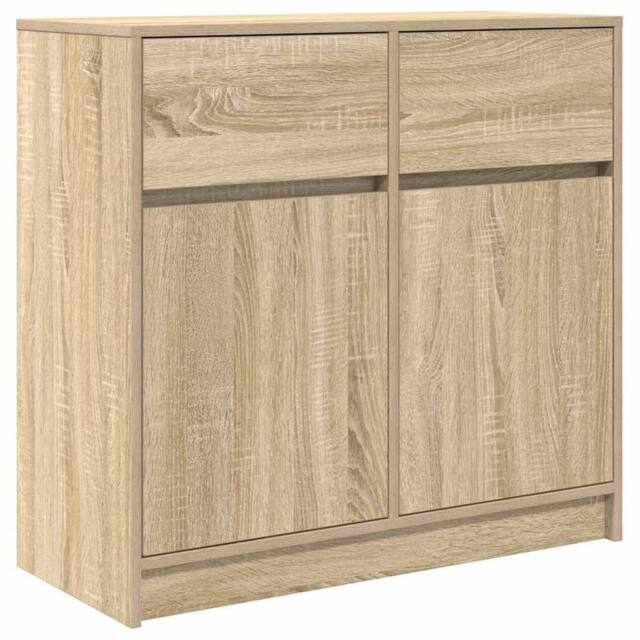 Berkfield Home Sideboard with Drawer Sonoma Oak 80x34x76 cm Engineered Wood in Light Tan - Size: 80 x 34 x 76 cm - image 1