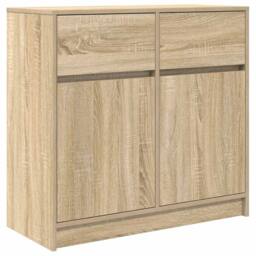 Berkfield Home Sideboard with Drawer Sonoma Oak 80x34x76 cm Engineered Wood in Light Tan - Size: 80 x 34 x 76 cm - thumbnail 1