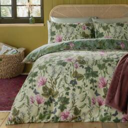 Furn Mystic Berry Floral Reversible Duvet Cover Set in Green - Size: Single - thumbnail 3