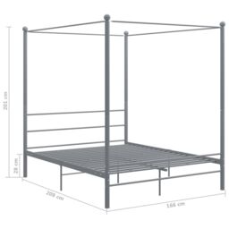 Berkfield Home Canopy Bed Frame Grey Metal 160x200 cm - thumbnail 6