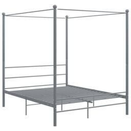 Berkfield Home Canopy Bed Frame Grey Metal 160x200 cm - thumbnail 2