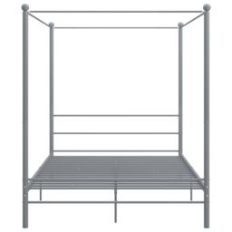 Berkfield Home Canopy Bed Frame Grey Metal 160x200 cm - thumbnail 4
