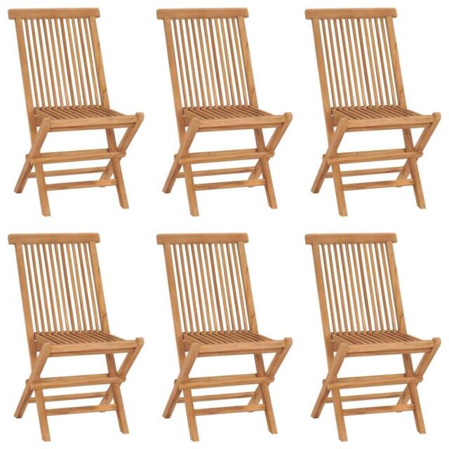 Berkfield Home Folding Garden Chairs 6 pcs Solid Teak Wood in Brown - image 1