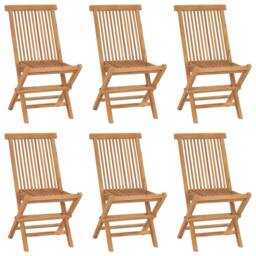 Berkfield Home Folding Garden Chairs 6 pcs Solid Teak Wood in Brown - thumbnail 1