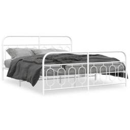Berkfield Home Metal Bed Frame without Mattress with Footboard White 183x213cm - Size: 183x213 cm - thumbnail 1