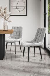 More4Homes Set of 2 Nova Modern Velvet Dining Chair Padded Seat Metal Legs in Grey