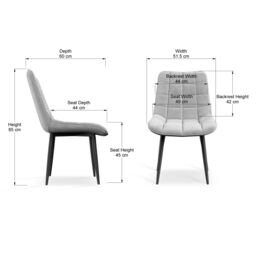 More4Homes Set of 2 Nova Modern Velvet Dining Chair Padded Seat Metal Legs in Grey - thumbnail 7