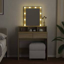 Berkfield Home Beautiful Dressing Table with LED Sonoma Oak 80x41x144.5 cm in Light Oak - thumbnail 1