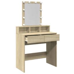 Berkfield Home Beautiful Dressing Table with LED Sonoma Oak 80x41x144.5 cm in Light Oak - thumbnail 9