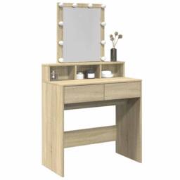 Berkfield Home Beautiful Dressing Table with LED Sonoma Oak 80x41x144.5 cm in Light Oak - thumbnail 4