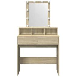 Berkfield Home Beautiful Dressing Table with LED Sonoma Oak 80x41x144.5 cm in Light Oak - thumbnail 5