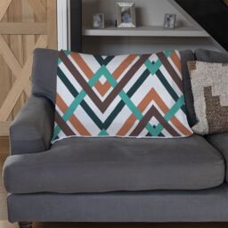 Benjamin Tate Design Coloured Geometric Zig Zag Blanket in Natural - Size: 120 cm x 150 cm - thumbnail 2