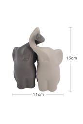 Living and Home Set of 2 Ceramic Couple Elephant Statue Figurine Ornaments in Grey - thumbnail 6