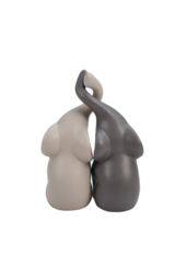 Living and Home Set of 2 Ceramic Couple Elephant Statue Figurine Ornaments in Grey - thumbnail 2