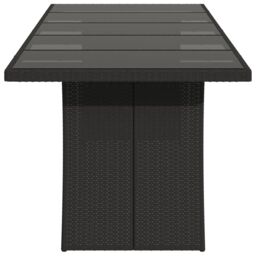 Berkfield Home Garden Table with Glass Top Black 240x90x75 cm Poly Rattan - Size: 240 x 90 x 75 cm - thumbnail 5