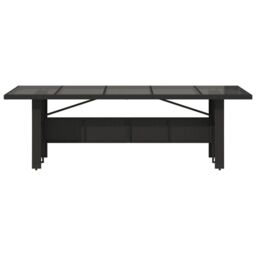 Berkfield Home Garden Table with Glass Top Black 240x90x75 cm Poly Rattan - Size: 240 x 90 x 75 cm - thumbnail 4