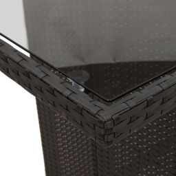 Berkfield Home Garden Table with Glass Top Black 240x90x75 cm Poly Rattan - Size: 240 x 90 x 75 cm - thumbnail 9