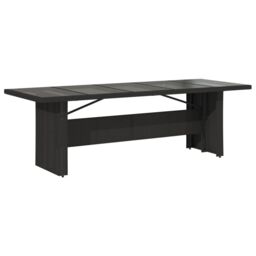 Berkfield Home Garden Table with Glass Top Black 240x90x75 cm Poly Rattan - Size: 240 x 90 x 75 cm - thumbnail 6