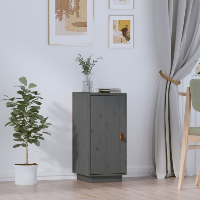 Berkfield Home Sideboard Grey 34x40x75 cm Solid Wood Pine - Size: 34 x 40 x 75 cm - image 1