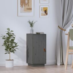 Berkfield Home Sideboard Grey 34x40x75 cm Solid Wood Pine - Size: 34 x 40 x 75 cm - thumbnail 1