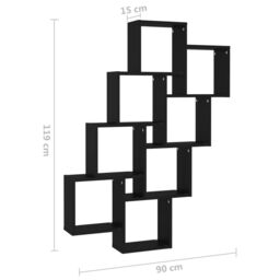 Berkfield Home Wall Cube Shelf Black 90x15x119 cm Engineered Wood - Size: 90 x 15 x 119 cm - thumbnail 6