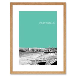"Artery8 Wall Art Print Portobello Edinburgh Scotland Scottish Landmark Teal Framed Art in Beige - Size: W7"" x H9""" - thumbnail 1