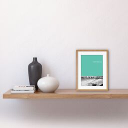"Artery8 Wall Art Print Portobello Edinburgh Scotland Scottish Landmark Teal Framed Art in Beige - Size: W7"" x H9""" - thumbnail 2