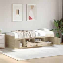 Berkfield Home Versatile Daybed with Drawers without Mattress Sonoma Oak 90x190 in Light Brown - thumbnail 2