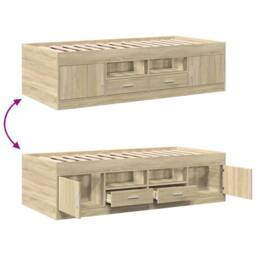 Berkfield Home Versatile Daybed with Drawers without Mattress Sonoma Oak 90x190 in Light Brown - thumbnail 7