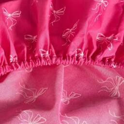 OHS Bows Print Microfibre Easy Care 25cm Deep Fitted Bed Sheet in Bright Pink - Size: Double Fitted - thumbnail 3