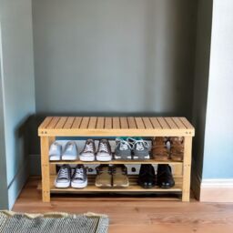 Rafaelo Mobilia Bamboo 2 Tier Shoe Storage Bench in Brown