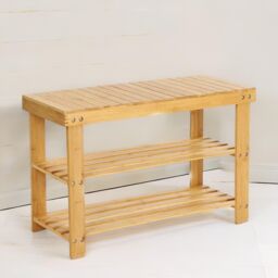 Rafaelo Mobilia Bamboo 2 Tier Shoe Storage Bench in Brown - thumbnail 5
