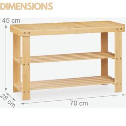 Rafaelo Mobilia Bamboo 2 Tier Shoe Storage Bench in Brown - thumbnail 6