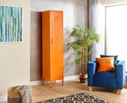 Moderna Orange Metal Locker Cabinet, Tall 3 Shelf, 1 Door for Home or Office - thumbnail 3