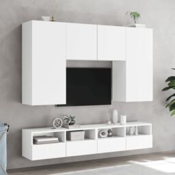 Berkfield Home TV Wall Cabinet White 100x30x30 cm Engineered Wood - Size: 100 x 30 x 30 cm - thumbnail 4