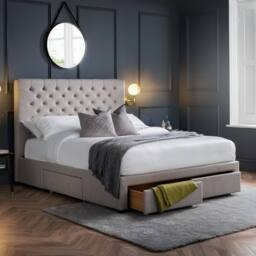 Cheshire Lunar 4 Drawer Bed - Grey Linen - Superking (180cm) (150cm) - Size: Super King - thumbnail 3