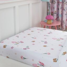 Happy Linen Company Kids Enchanted Forest Unicorn Fitted Sheet in Pink - Size: Double Fitted