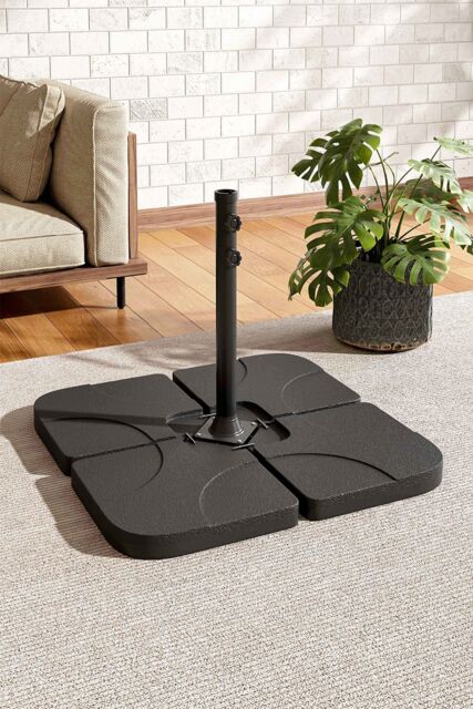 Living and Home Black HDPE Square Cantilever Parasol Base Weight - 4pc 48mm Portable Garden Umbrella Base, 60/80KG Fillable for Parasols - image 1