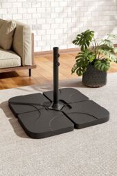 Living and Home Black HDPE Square Cantilever Parasol Base Weight - 4pc 48mm Portable Garden Umbrella Base, 60/80KG Fillable for Parasols