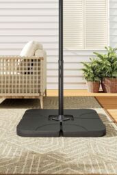 Living and Home Black HDPE Square Cantilever Parasol Base Weight - 4pc 48mm Portable Garden Umbrella Base, 60/80KG Fillable for Parasols - thumbnail 2