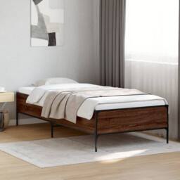 Berkfield Home Bed Frame without Mattress Brown Oak 90x190 cm Single - thumbnail 2
