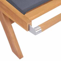 Berkfield Home Beautiful Folding Sun Lounger with Wheels Solid Teak & Textilene in Brown - thumbnail 6