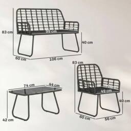 OUTSUNNY Rattan Garden Furniture Set, 4 Piece Outdoor Patio Furniture in Black - thumbnail 3