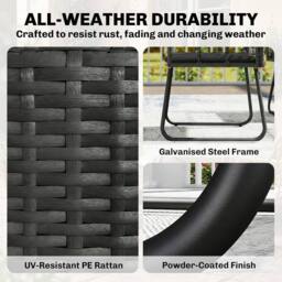 OUTSUNNY Rattan Garden Furniture Set, 4 Piece Outdoor Patio Furniture in Black - thumbnail 6