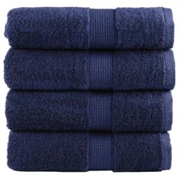 Berkfield Home Premium Guest Towels SOLUND 4pcs Navy Blue 30x50cm 600gsm - thumbnail 1